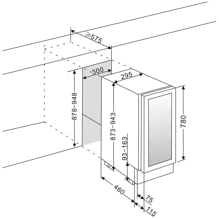 mQuve - 300mm - Undercounter Wine Fridge - WineCave 780 30D Stainless