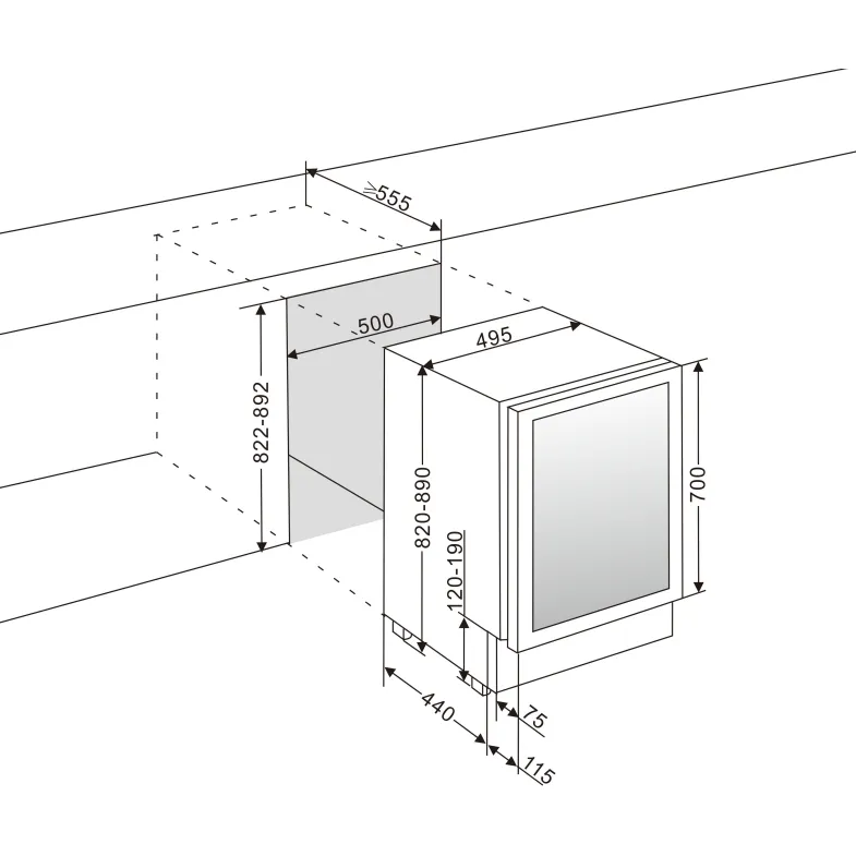 mQuve - 500mm - Undercounter - WineCave 700 50D Modern
