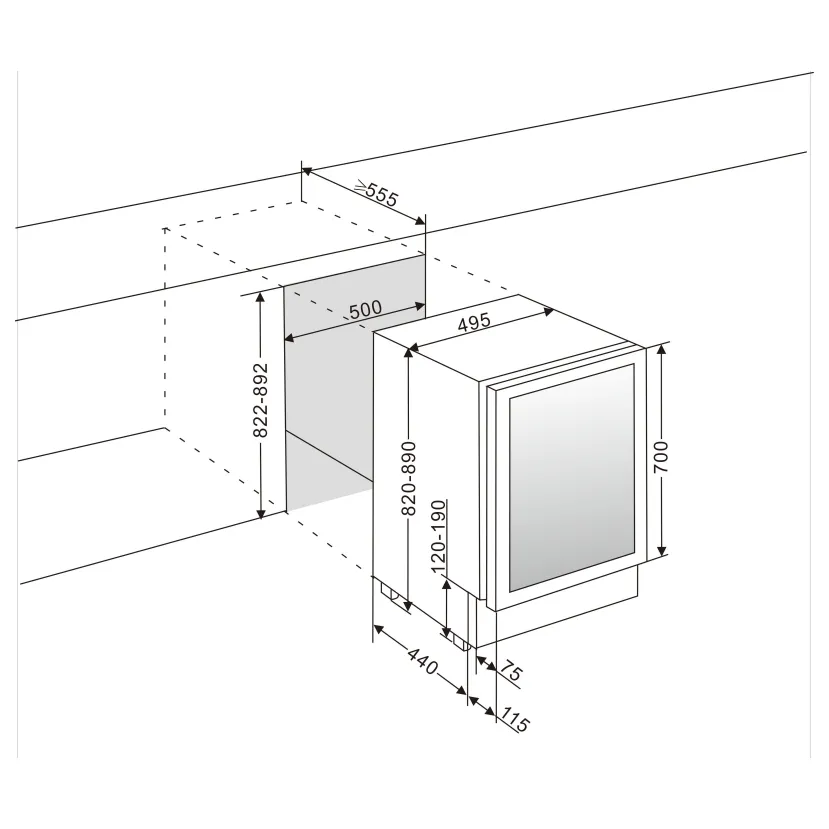 mQuve - 500mm - Undercounter - WineCave 700 50D Stainless