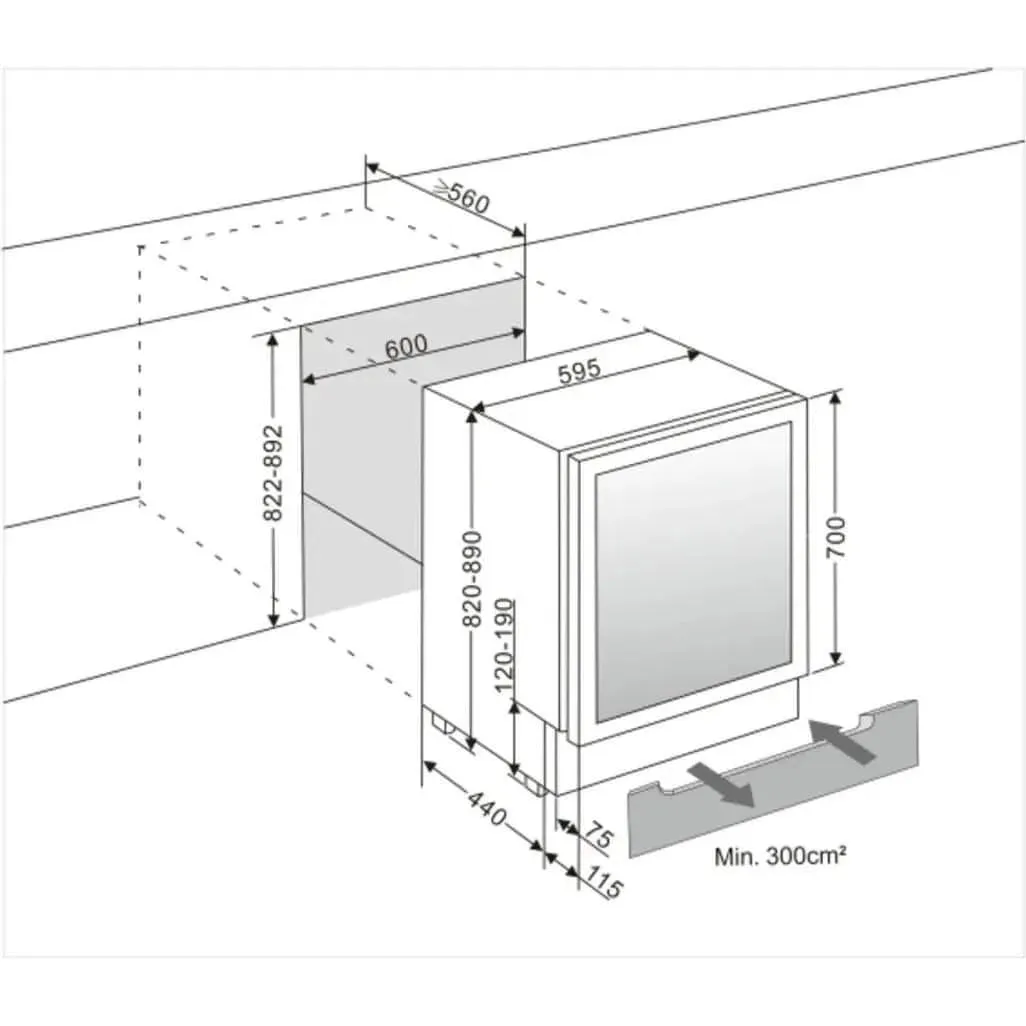 mQuve - 600mm - Undercounter - Champagne Wine Fridge - WineCave 700 60S