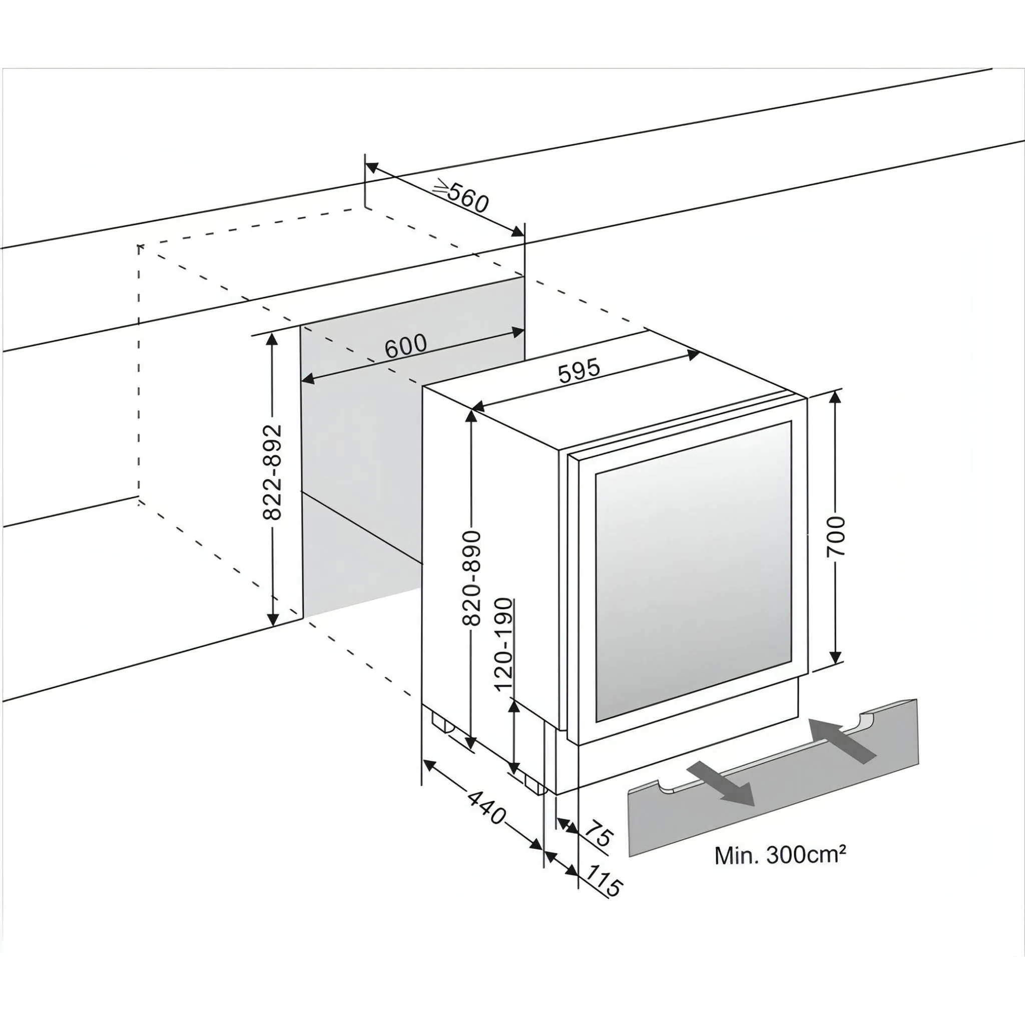 mQuve - 600mm - Undercounter Drinks Fridge - BeerServer60 - Stainless Steel