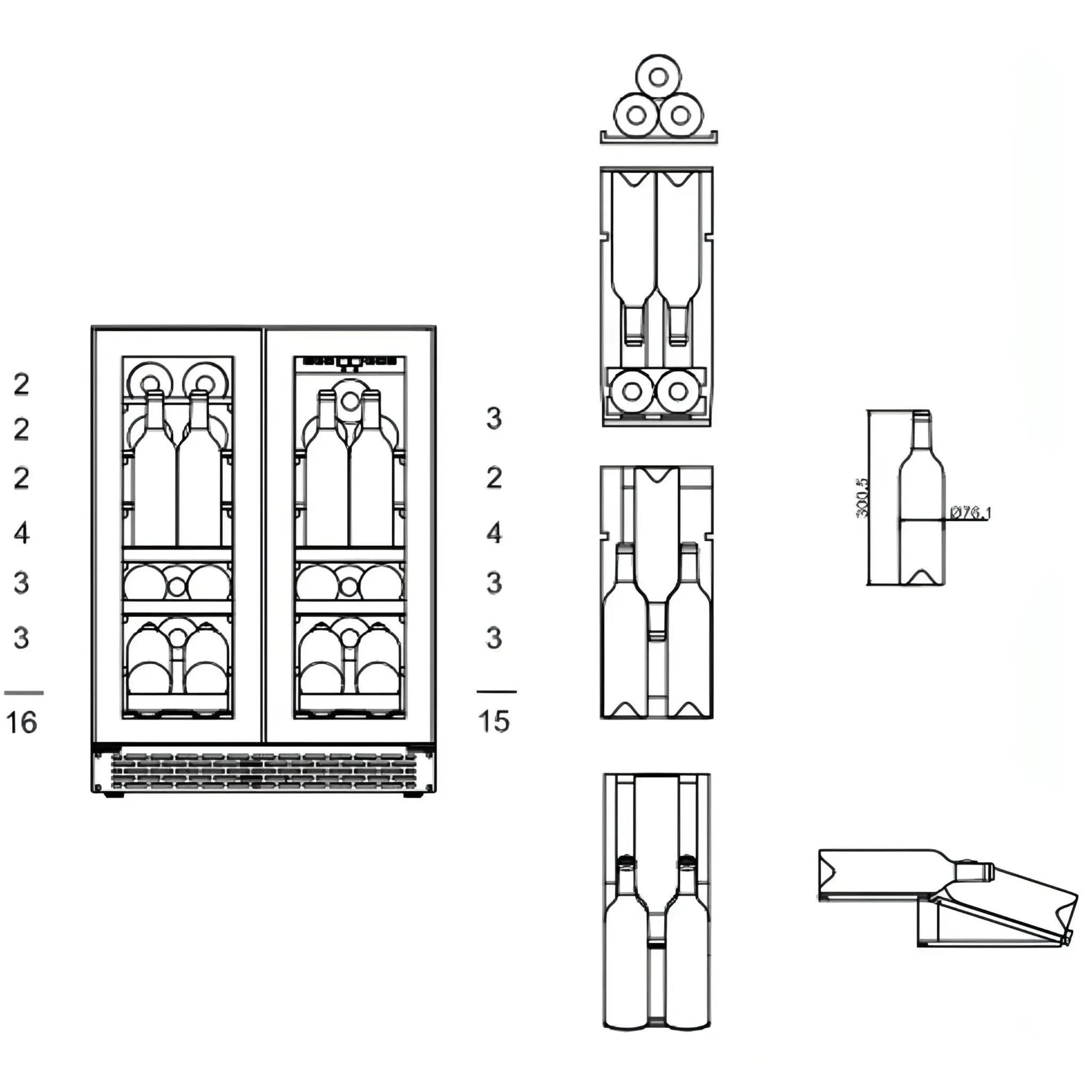 mQuve - 600mm - Undercounter Wine Fridge - WineCave 60D2 Powder White