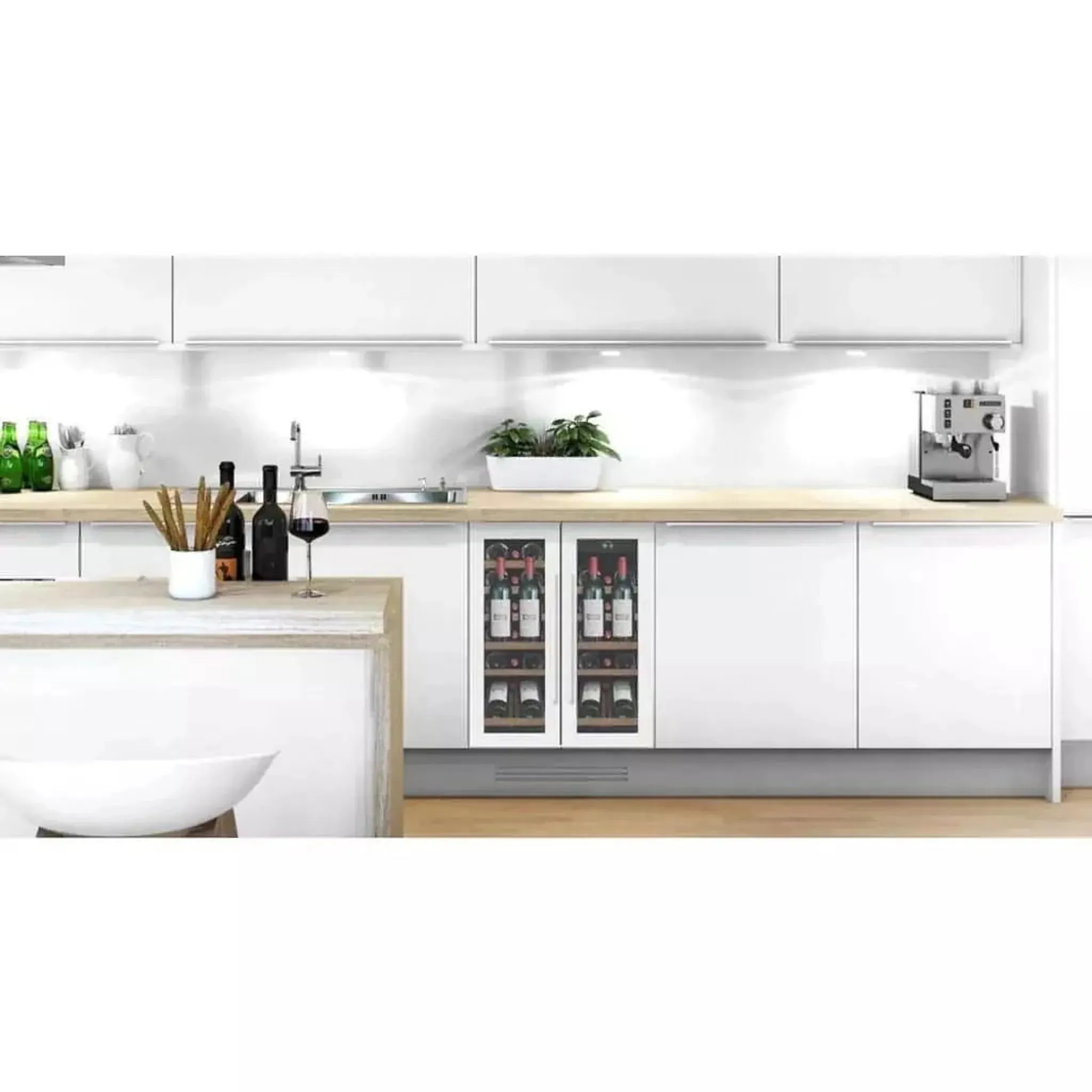 mQuve - 600mm - Undercounter Wine Fridge - WineCave 60D2 Powder White