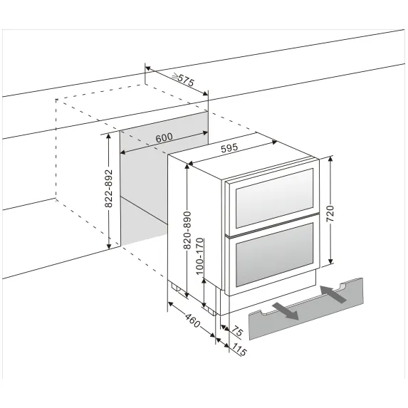mQuve - 600mm - Undercounter Wine Fridge - WineCave 60DD Fullglass Black