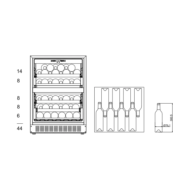 mQuve - 600mm - Undercounter Wine Fridge - WineCave 60DD Fullglass Black