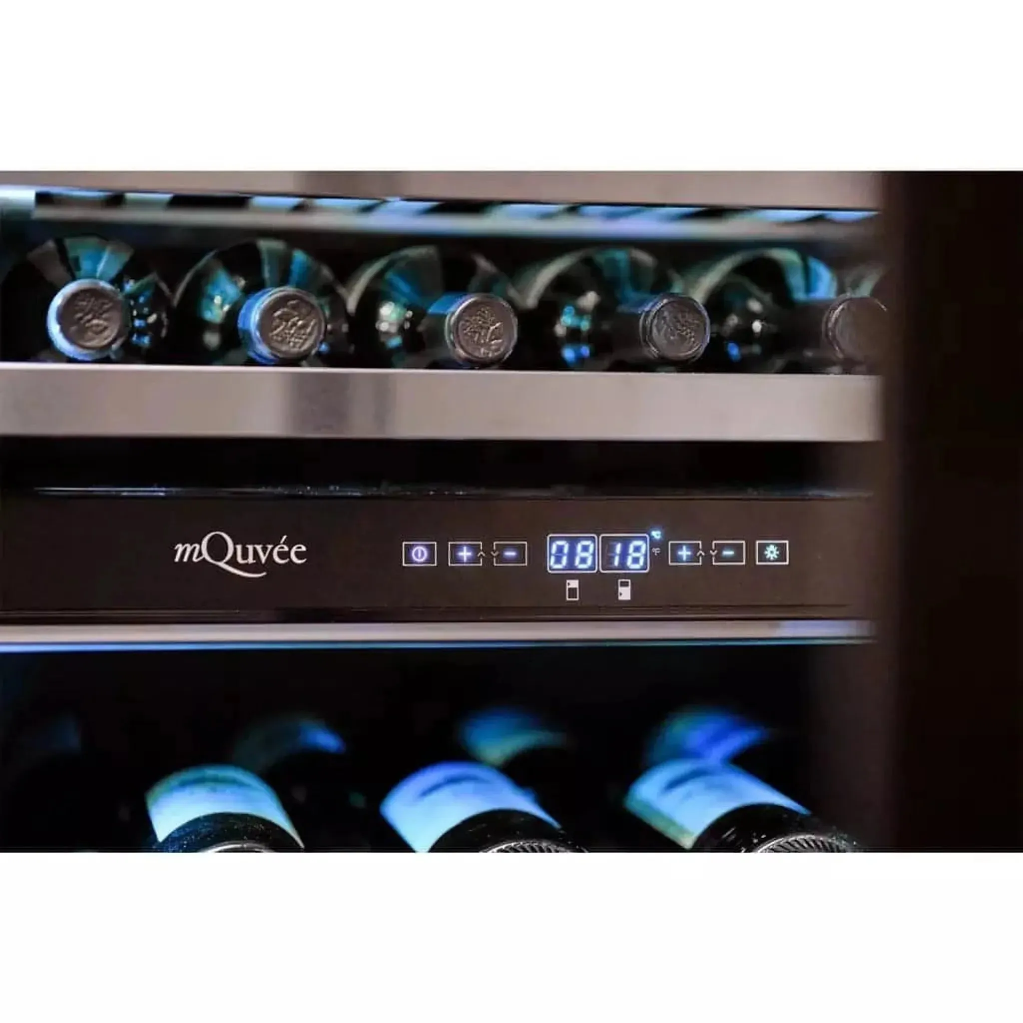 mQuve - 600mm - Undercounter Wine Fridge - WineCave 700 60D Fullglass Black - Push/Pull - 700mm Door Height