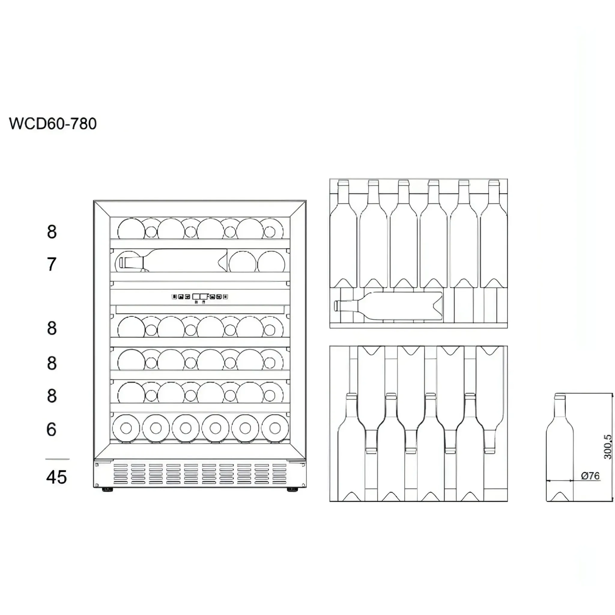 mQuve - 600mm - Undercounter Wine Fridge - WineCave 780 60D Anthracite Black