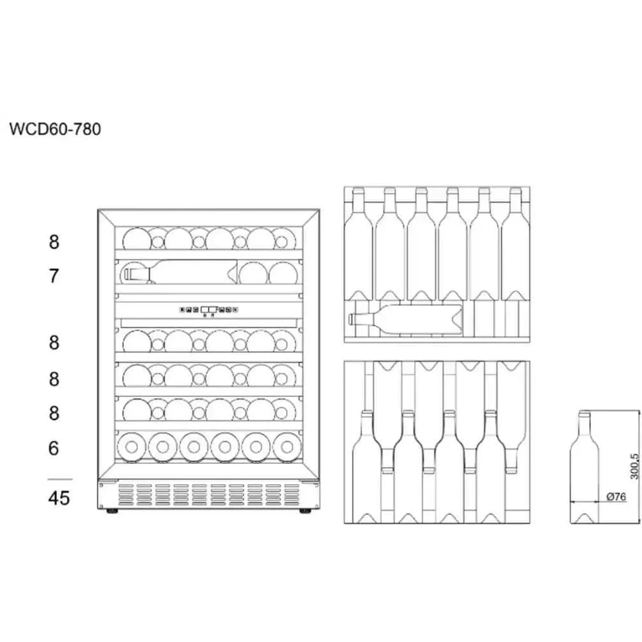 mQuve - 600mm - Undercounter Wine Fridge - WineCave 780 60D Stainless