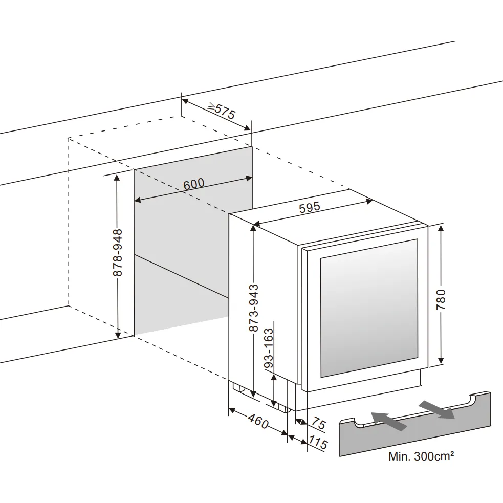 mQuve - 600mm - Undercounter Wine Fridge - WineCave 780 60D Stainless