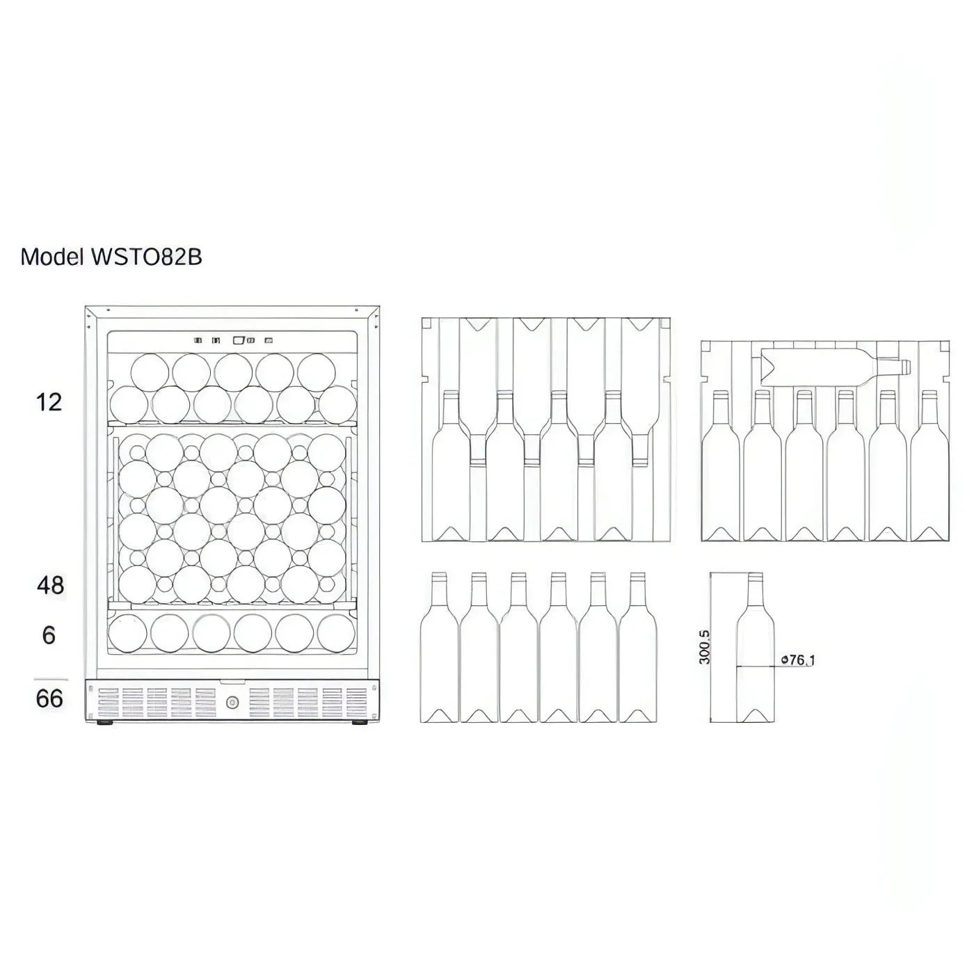 mQuve - 600mm - WineStore 82 - 66 Bottles-  Anthracite Black