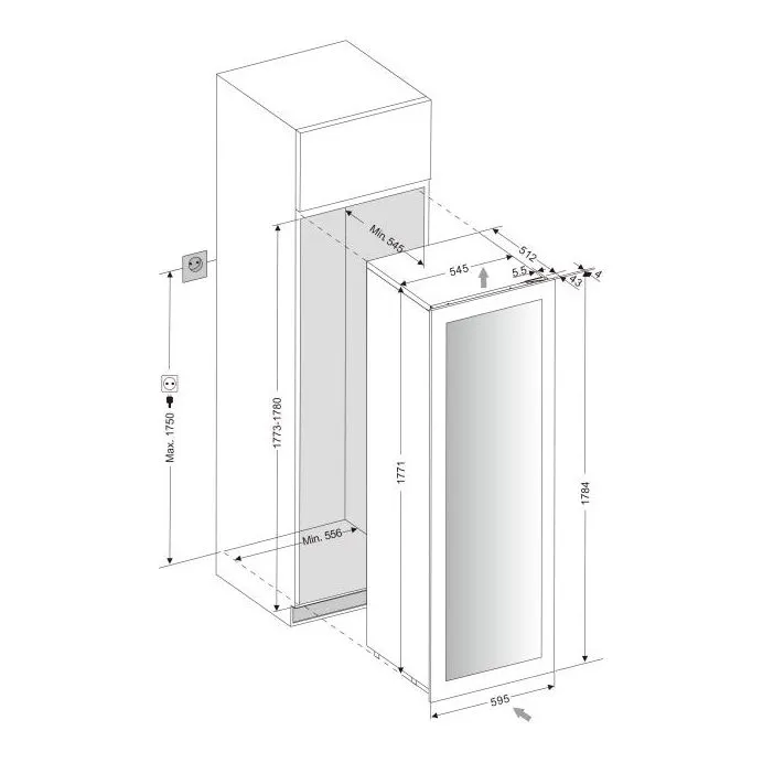 mQuve - Integrated Wine Cooler - WineKeeper Exclusive 112D Fullglass Black - Push/Pull