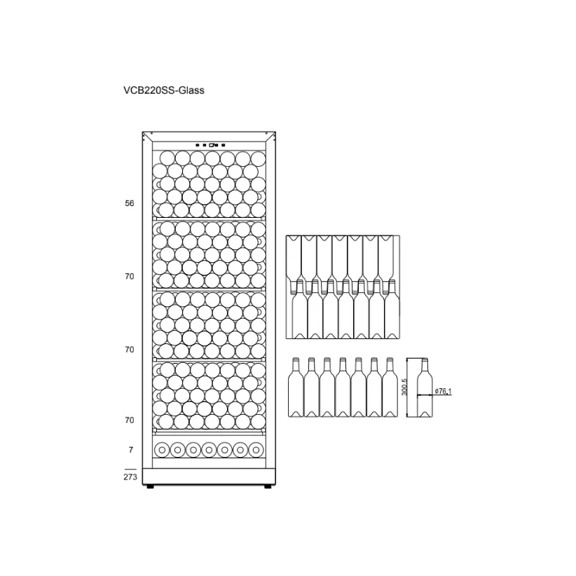 mQuve Velvet 220 Glass - Single Zone 273 Bottles - Tall Wine Cabinet