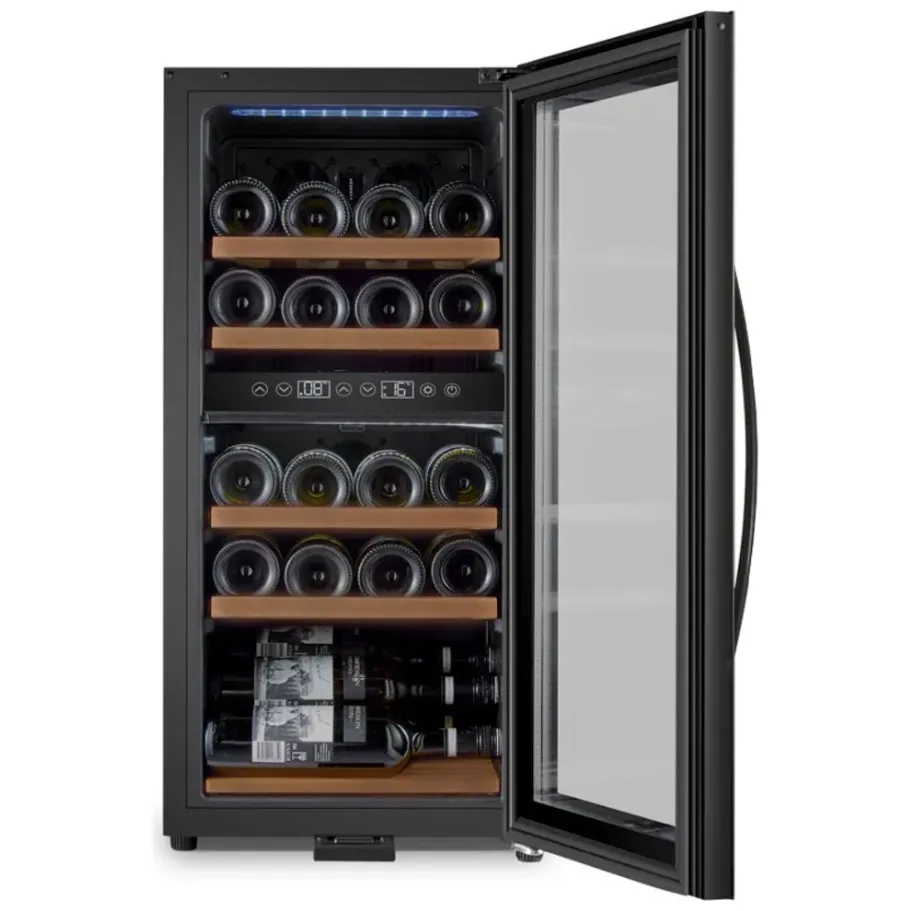 mQuve - Wine Expert 24- Dual Zone - Freestanding Wine Cooler - Fullglass Black