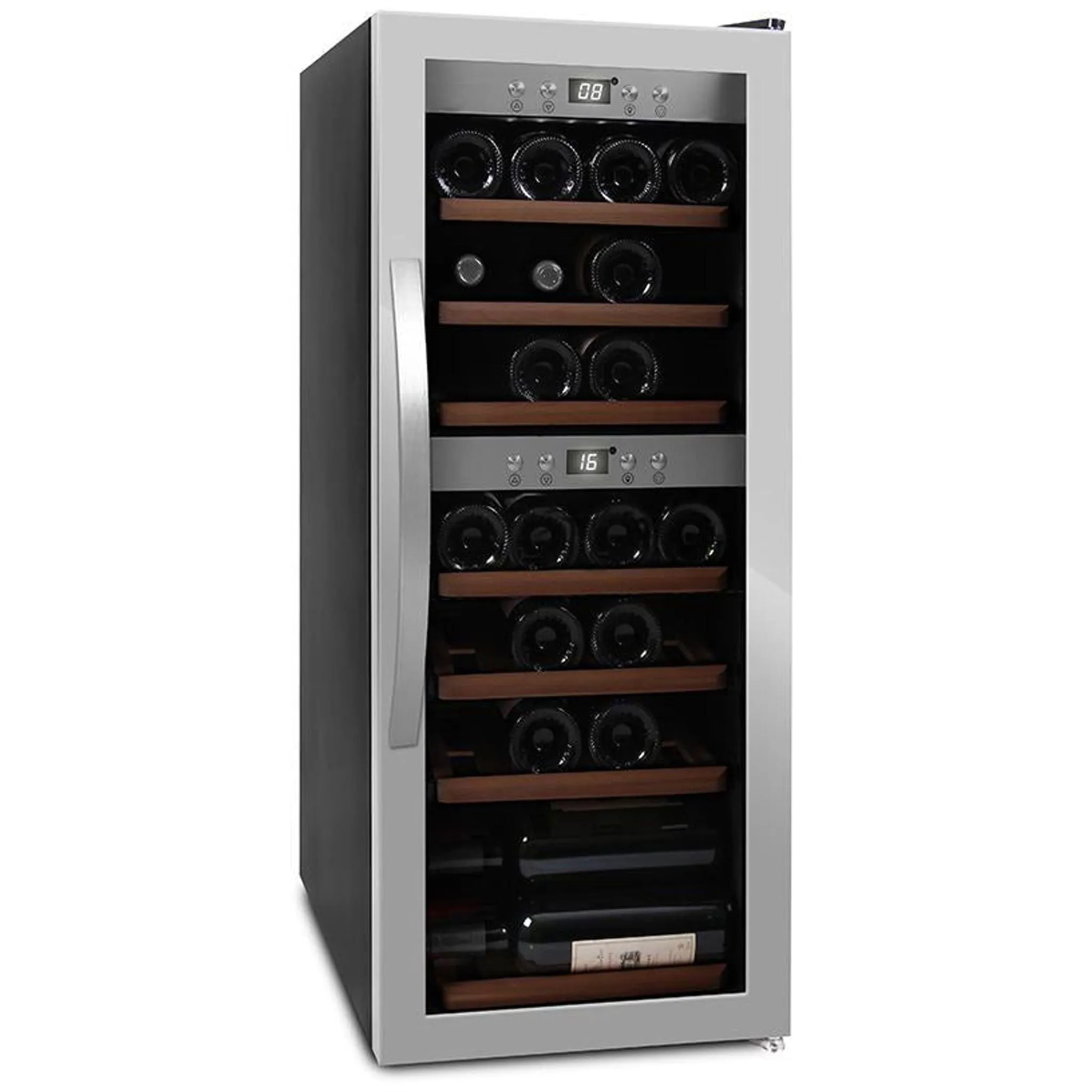mQuve - Wine Expert 38 Dual Zone - Freestanding Wine Cooler - Stainless Steel
