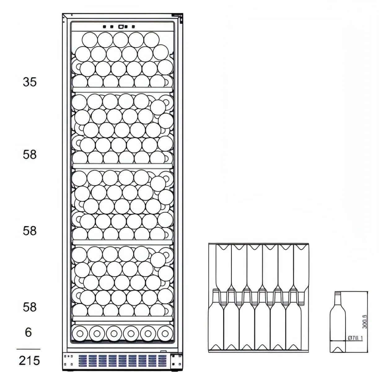 mQuve WineStore 215 - 215 Bottles - Wine Cabinet - Full Glass Black