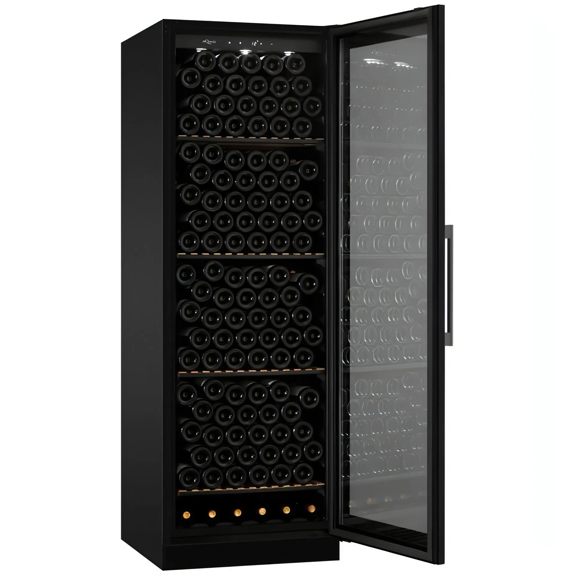mQuve WineStore 215 - 215 Bottles - Wine Cabinet - Full Glass Black