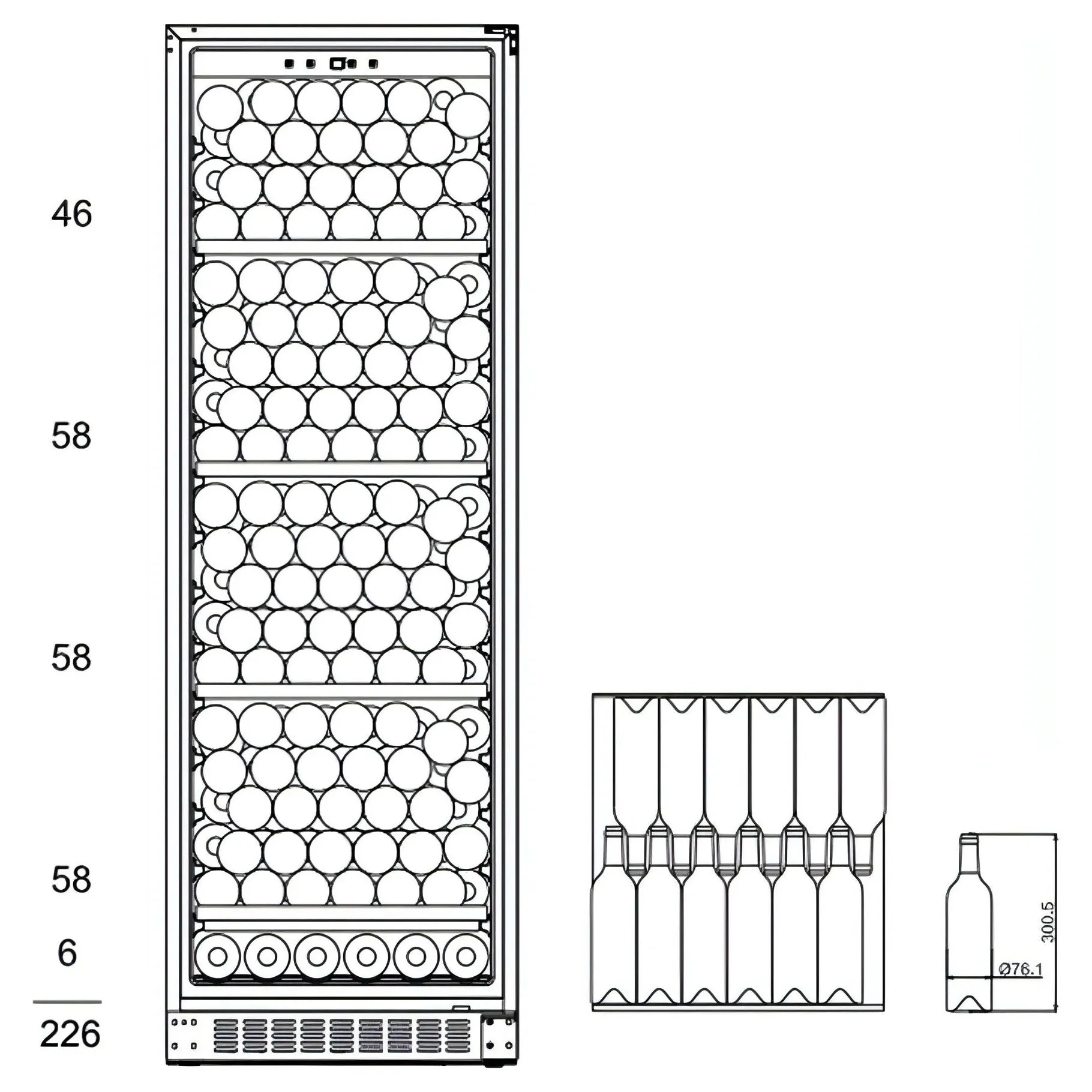 mQuve WineStore 226 - 226 Bottles - Wine Cabinet -Solid Black