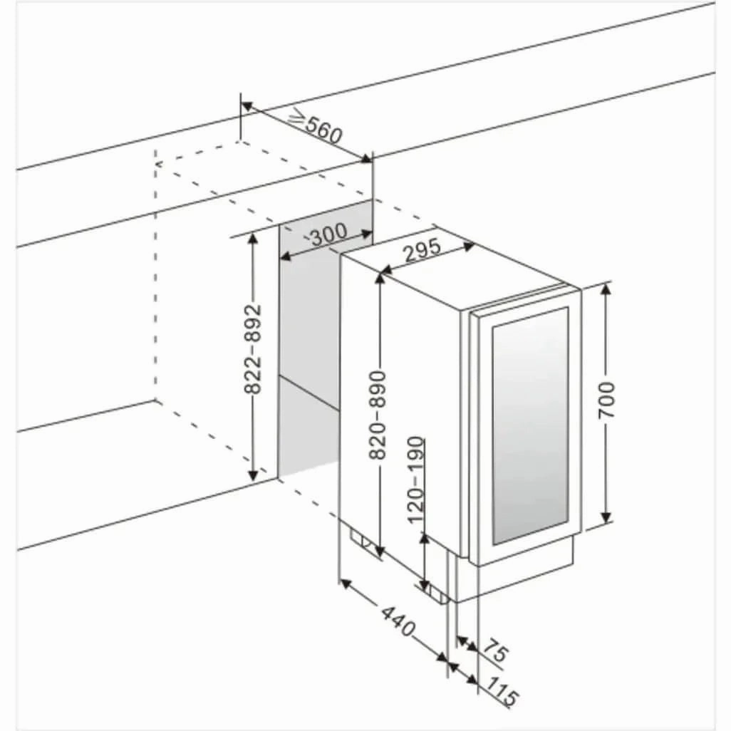 mQuve - 300mm - Undercounter - Champagne Wine Fridge - WineCave 700 30S