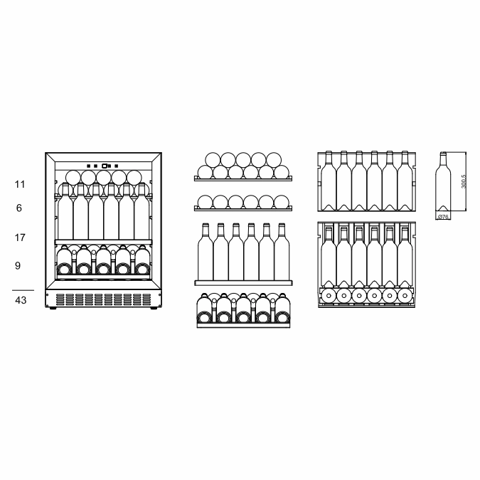 mQuve - 600mm - Undercounter - Champagne Wine Fridge - WineCave 700 60S