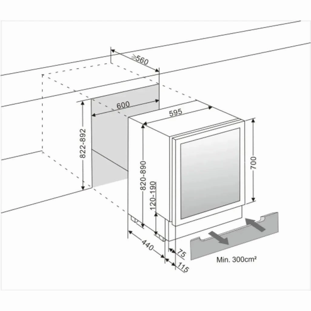 mQuve - 600mm - Undercounter - Champagne Wine Fridge - WineCave 700 60S
