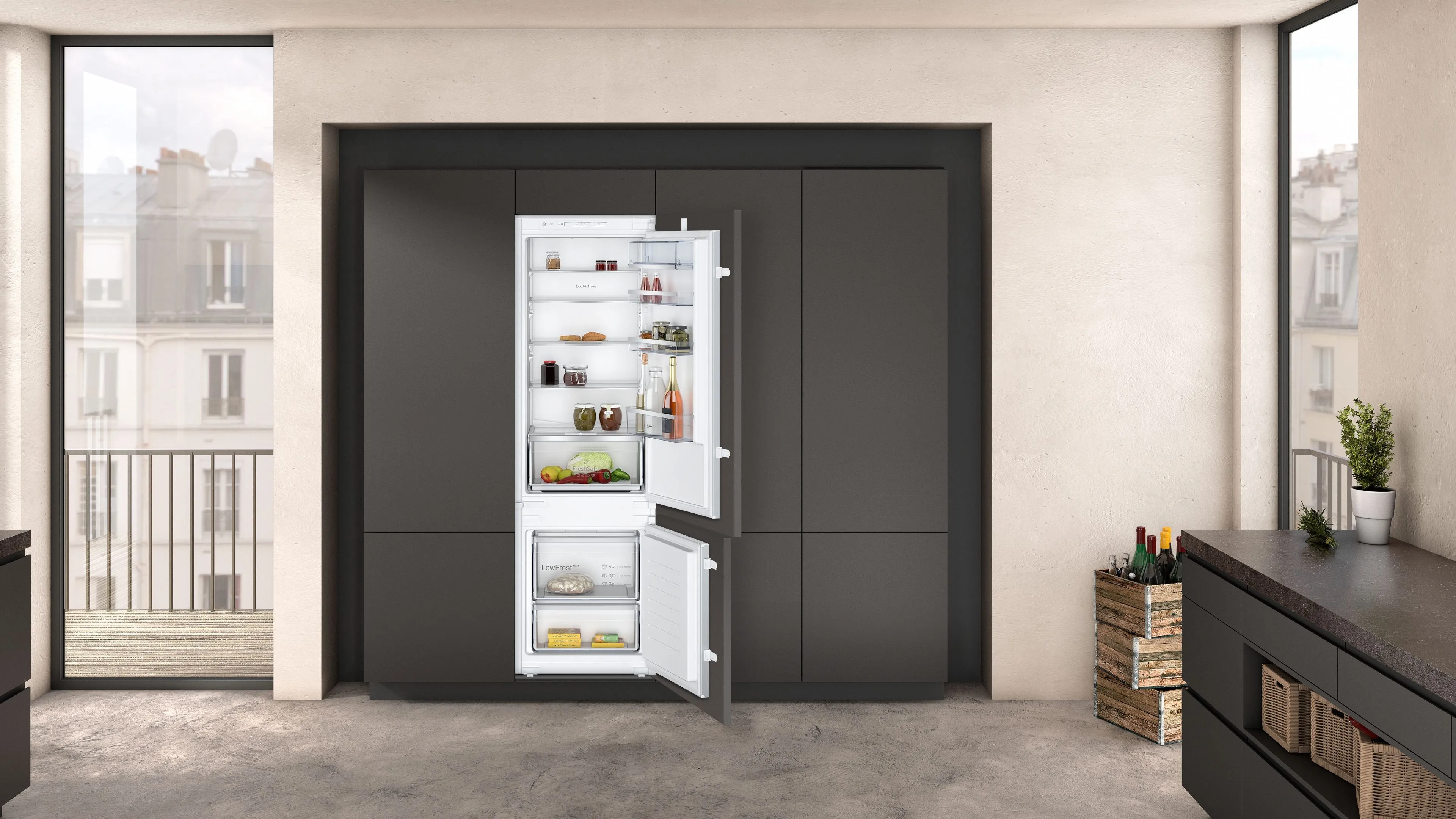 Neff N50 KI5872SE0G Integrated Fridge Freezer with Sliding Door Fixing Kit - White - E Rated