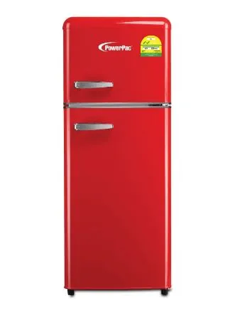 PowerPac PPF118 Black/Red/Lvory Mini Fridge Retro Fridge 2-Door 114L