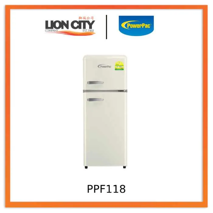 PowerPac PPF118 Black/Red/Lvory Mini Fridge Retro Fridge 2-Door 114L