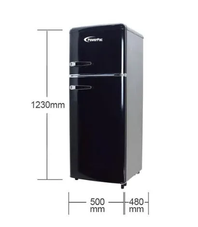 PowerPac PPF118 Black/Red/Lvory Mini Fridge Retro Fridge 2-Door 114L