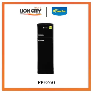 PowerPac PPF260 Black 2-Door Mini Fridge 255L Retro Fridge