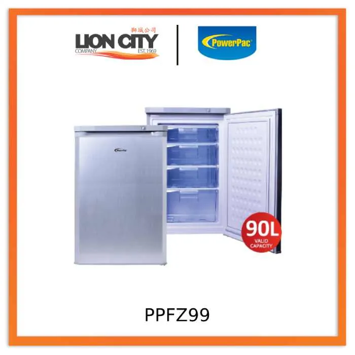 PowerPac PPFZ99 Black/Silver Chest Freezer 90L, Upright freezer, Freestanding Freezer