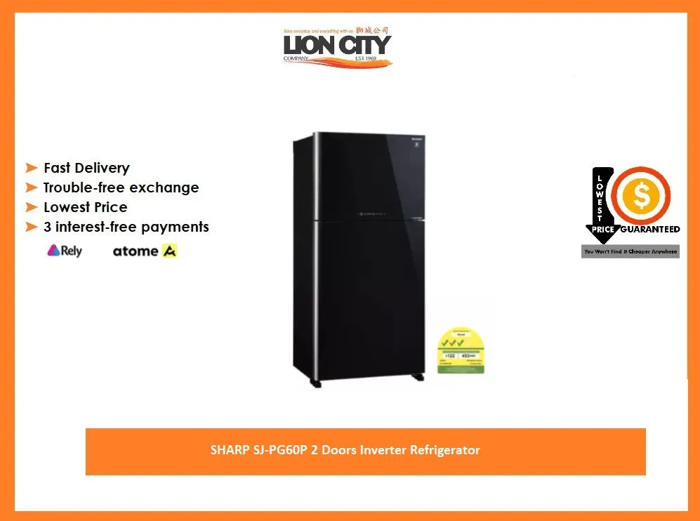 SHARP SJ-PG60P 2 Doors Inverter Refrigerator