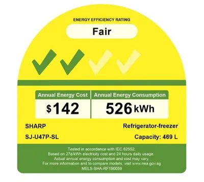 Sharp SJ-U47P-BK 2 Doors Inverter Refrigerator PRO Series