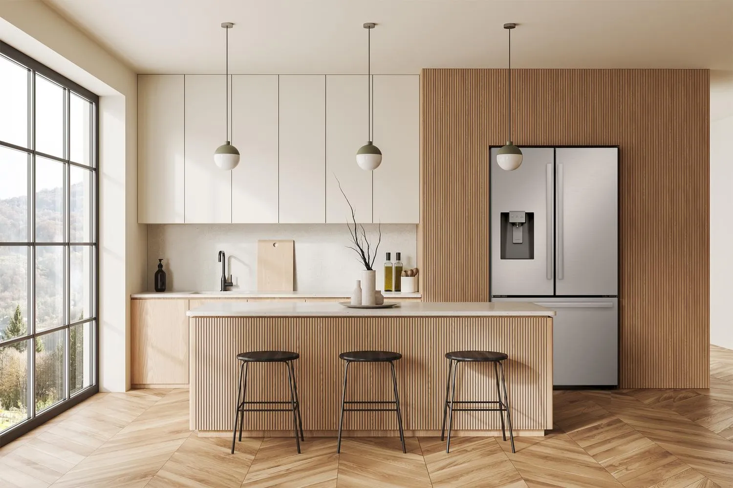 Sharp SJF2955KS Sharp French 3-Door Refrigerator With Water Dispenser