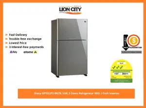 Sharp SJPG51P2-BK/SL 516L 2 Doors Refrigerator With J-Tech Invertor