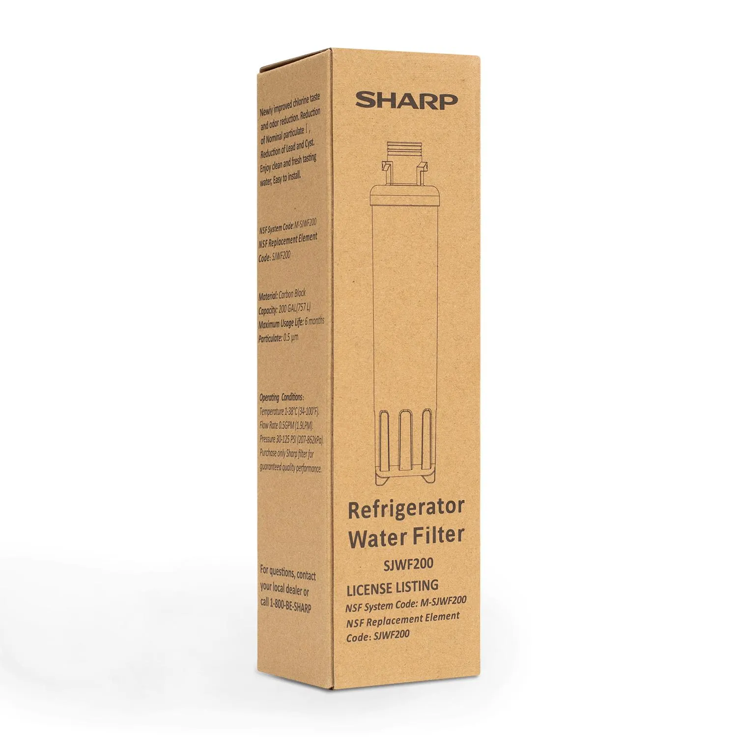 Sharp SJWF200 Replacement Water Filter For Sharp Sjg2254Fs Refrigerator