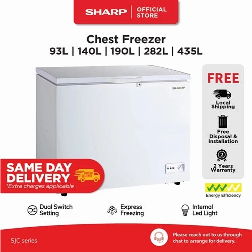 Sharp SJC118-WHS / SJC168-WHS / SJC218-WHS / SJC318-WHS / SJC518-WH S93/140/190/282/435L Chest Freezer