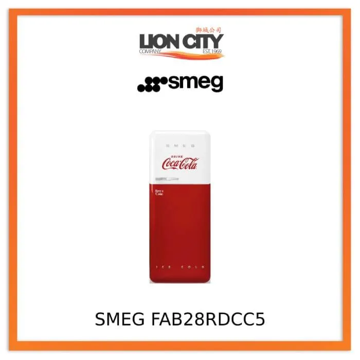 Smeg FAB28RDCC5 Free Standing Refrigerator One Door, Decorated / Special 50's Style Aesthetic