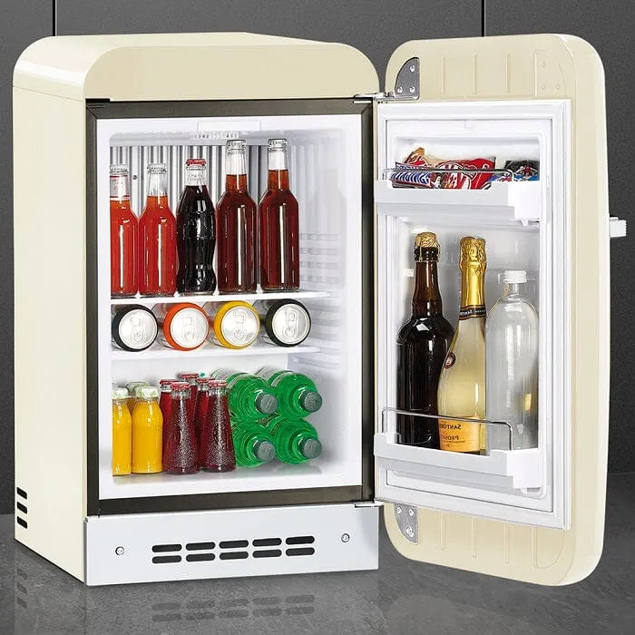 Smeg FAB5RCR5 Free Standing Refrigerator One Door, Cream 50's Style Aesthetic