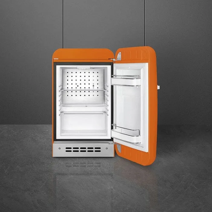 Smeg FAB5ROR5 Free Standing Refrigerator One Door, Orange 50's Style Aesthetic