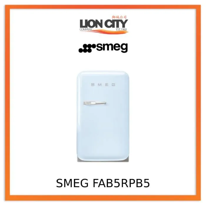 Smeg FAB5RPB5 Free Standing Refrigerator One Door, Pastel Blue 50's Style Aesthetic