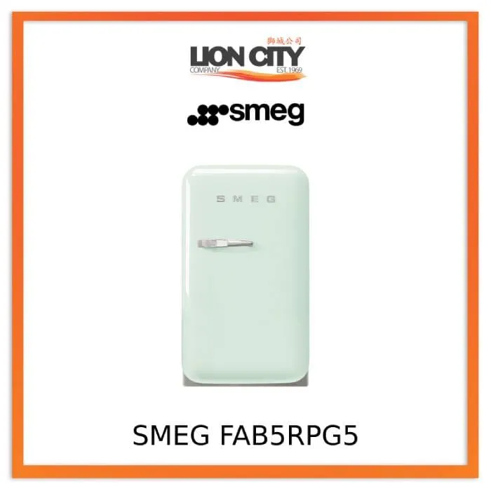 Smeg FAB5RPG5 Free Standing Refrigerator One Door, Pastel Green 50's Style Aesthetic