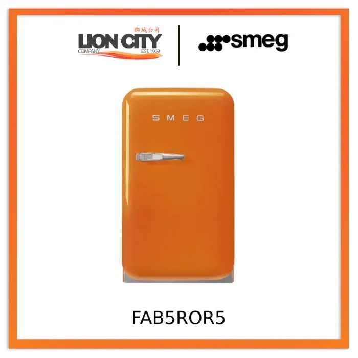 Smeg FAB5RPK5/RCR5/RRD5/RBL5/RWH5/ROR5/RPG5/RPB5 Free Standing Refrigerator One Door, Pink 50's Style Aesthetic