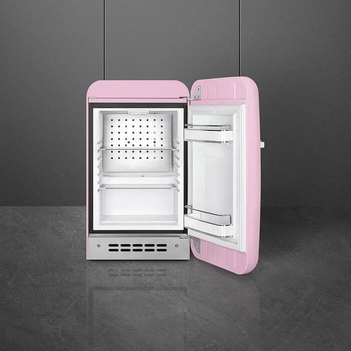 Smeg FAB5RPK5/RCR5/RRD5/RBL5/RWH5/ROR5/RPG5/RPB5 Free Standing Refrigerator One Door, Pink 50's Style Aesthetic