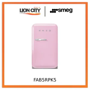 Smeg FAB5RPK5/RCR5/RRD5/RBL5/RWH5/ROR5/RPG5/RPB5 Free Standing Refrigerator One Door, Pink 50's Style Aesthetic