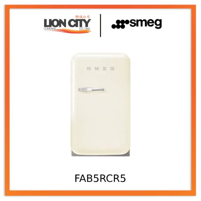 Smeg FAB5RPK5/RCR5/RRD5/RBL5/RWH5/ROR5/RPG5/RPB5 Free Standing Refrigerator One Door, Pink 50's Style Aesthetic