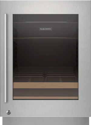 Sub-Zero 9029032 Stainless Steel Glass Door Panel With Lock - Tubular Handle, Right Hinge
