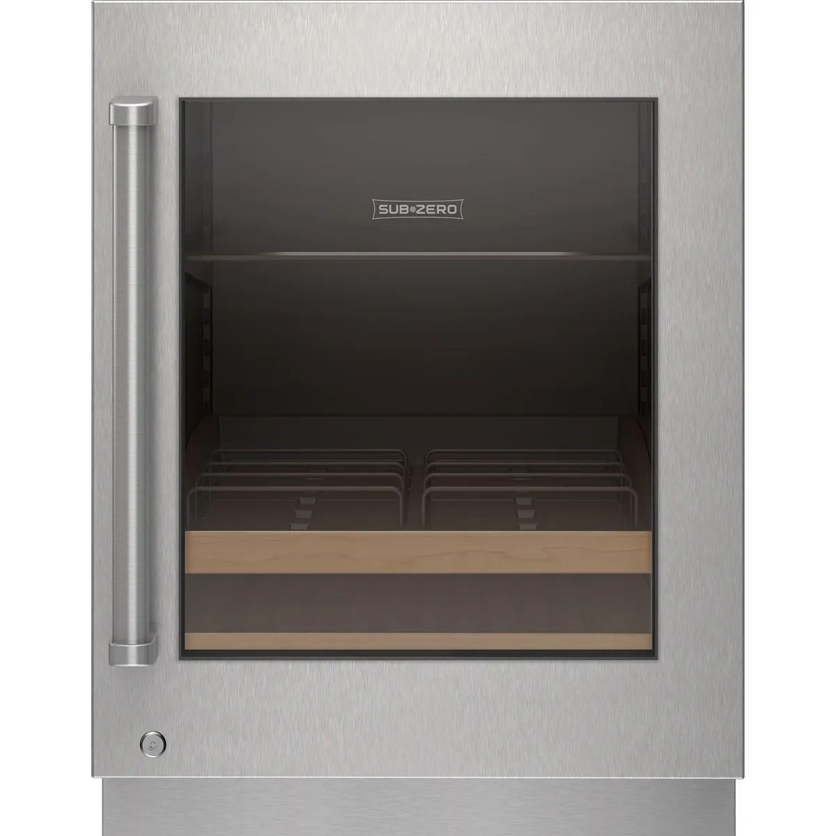 Sub-Zero 9029175 Stainless Steel Glass Door Panel With Lock - Pro Handle, Right Hinge