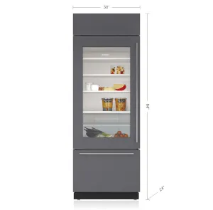 Sub-Zero BI30UGOLH 30" Classic Over-And-Under Refrigerator/Freezer With Glass Door - Panel Ready