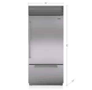 Sub-Zero BI36UIDSPHRH 36" Classic Over-And-Under Refrigerator/Freezer With Internal Dispenser