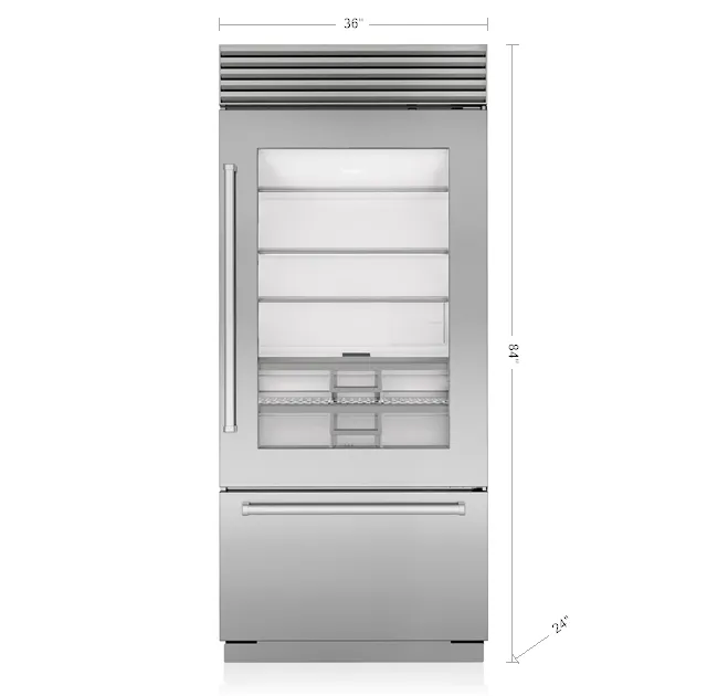 Sub-Zero CL3650UASTL 36" Classic Over-And-Under Refrigerator/Freezer With Glass Door